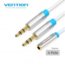 AUX გადამყვანი VENTION BBDWY 2X3.5MM MALE TO 4 POLE 3.5MM FEMALE STEREO SPLITTER