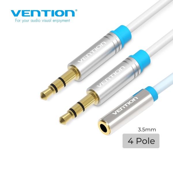 AUX გადამყვანი VENTION BBDWY 2X3.5MM MALE TO 4 POLE 3.5MM FEMALE STEREO SPLITTER