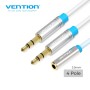 AUX გადამყვანი VENTION BBDWY 2X3.5MM MALE TO 4 POLE 3.5MM FEMALE STEREO SPLITTER