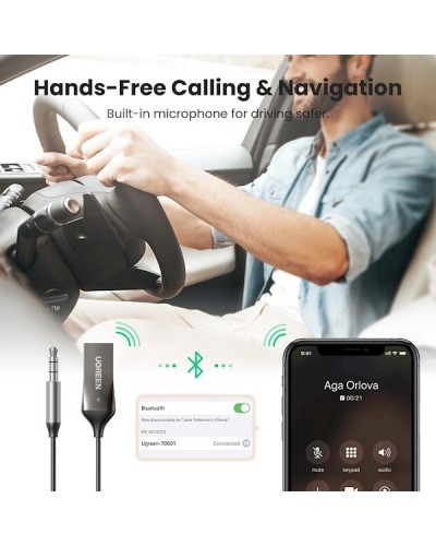 აუდიო ადაპტერი UGREEN CM309 (70601) USB to Aux Car Bluetooth 5.0 Receiver Audio Adapter Black