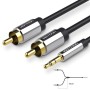 აუდიო კაბელი: VENTION BCFBH 3.5mm Male to 2RCA Male Audio Cable 2M Black Metal Type
