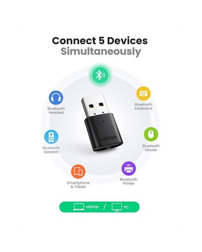 USB ადაპტერი UGREEN CM390 (80889) USB Bluetooth 5.0 Adapter, Black