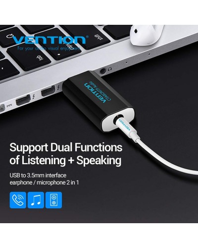 VENTION VAB-S15-B 4Pole USB External Sound Card Black