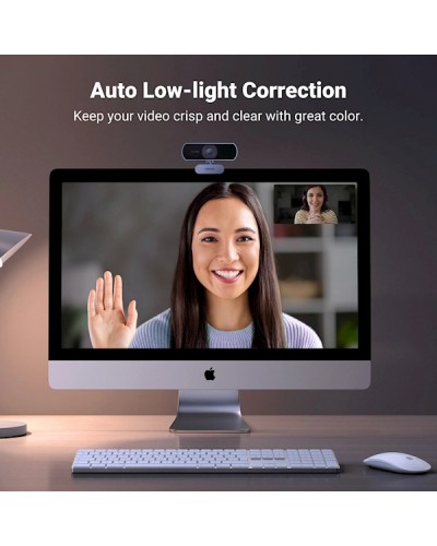 ვებკამერა UGREEN 15728, 2Mp, FHD, Built-in Microphone, Webcam, Gray/Black