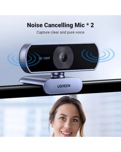ვებკამერა UGREEN 15728, 2Mp, FHD, Built-in Microphone, Webcam, Gray/Black
