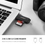 ბარათის წამკითხველი + მეხსიერების ბარათი UGREEN CM104 (40752) USB 3.0 to TF + SD Dual Card Reader (Black)