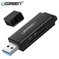 ბარათის წამკითხველი + მეხსიერების ბარათი UGREEN CM104 (40752) USB 3.0 to TF + SD Dual Card Reader (Black)