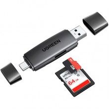 ბარათის წამკითხველი UGREEN CM304 (80191) Multifunction Card Reader, USB-A, USB-C, SD/TF, Black