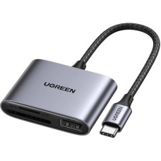 ბარათის წამკითხველი UGREEN CM387 (80798), USB-C to SD/TF + USB 2.0 Memory Card Reader, Grey