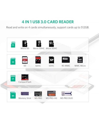 ბარათის წამკითხველი UGREEN CR125 (30333), USB 3.0 All In One Card Reader, 0.5m, Black