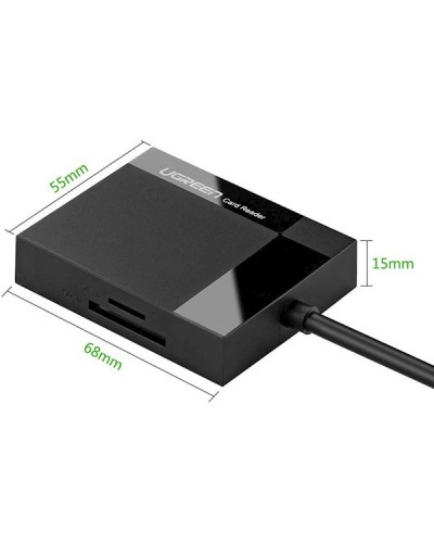 ბარათის წამკითხველი UGREEN CR125 (30333), USB 3.0 All In One Card Reader, 0.5m, Black