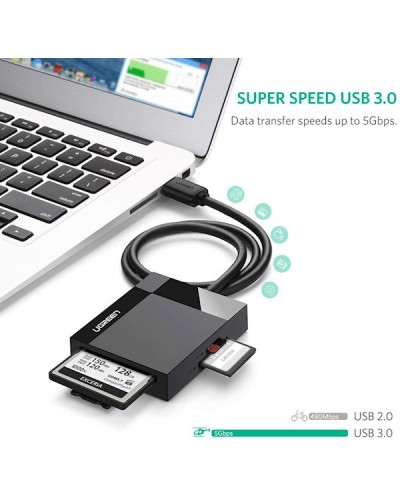 ბარათის წამკითხველი UGREEN CR125 (30333), USB 3.0 All In One Card Reader, 0.5m, Black