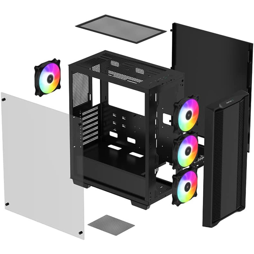 კომპიუტერის ყუთი CC560 ARGB, Deepcool, Mid-Tower Case , 7 Slots, USB3.0×2,Front: 3×120mm Rear: 1×120mm Fans