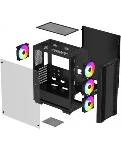 ქეისი CC560 ARGB, Deepcool, Mid-Tower Case , 7 Slots, USB3.0×2,Front: 3×120mm Rear: 1×120mm Fans