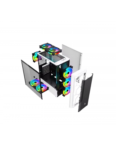ქეისი LOVINGCOOL LC-510B WHITE + 4 RGB COOLER