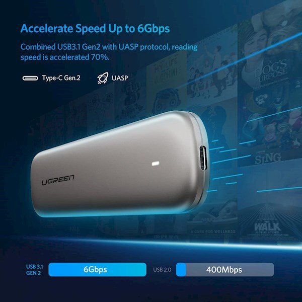 UGREEN 60355 M.2 Portable SSD Enclosure 6Gbps