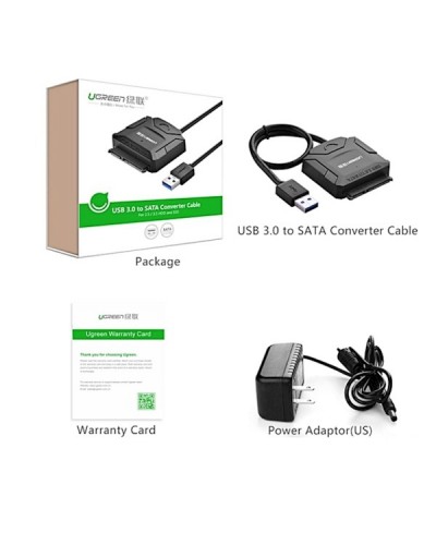 მყარი დისკის წამკითხველი UGREEN CR108 USB 3.0 to SATA Hard Driver converter cable with 12V 2A power 20611