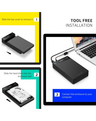 UGREEN US222 (50422)  3.5 Inch HDD Enclosure SSD SATA USB 3.0 power Adapter