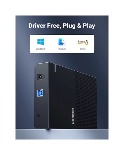 მყარი დისკის ქეისი UGREEN CM472 (30729), 3.5'', Hard Disk Drive Case, Black