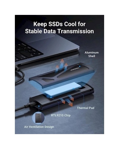 მყარი დისკის ქეისი UGREEN CM578 (15512), M.2 NVMe SSD Enclosure Adapter, Grey