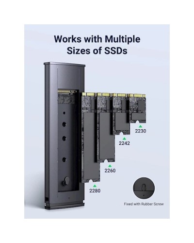 მყარი დისკის ქეისი UGREEN CM578 (15512), M.2 NVMe SSD Enclosure Adapter, Grey