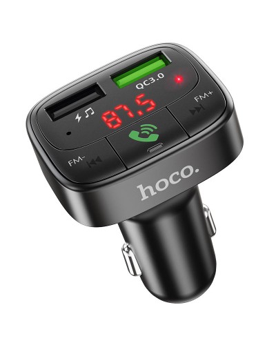 მანქანის დამტენის ადაპტერი HOCO FM transmitterE59 Promise QC3.0 car BT FM transmitterblack