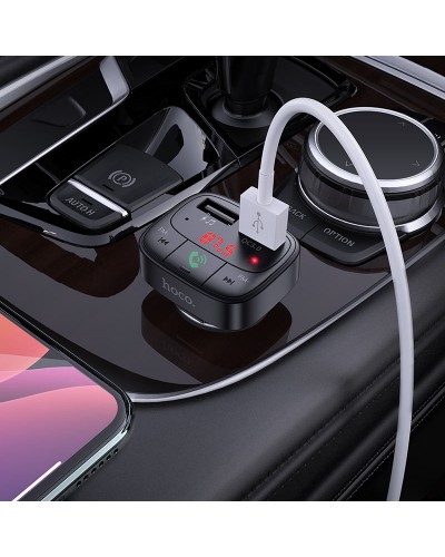 მანქანის დამტენის ადაპტერი HOCO FM transmitterE59 Promise QC3.0 car BT FM transmitterblack
