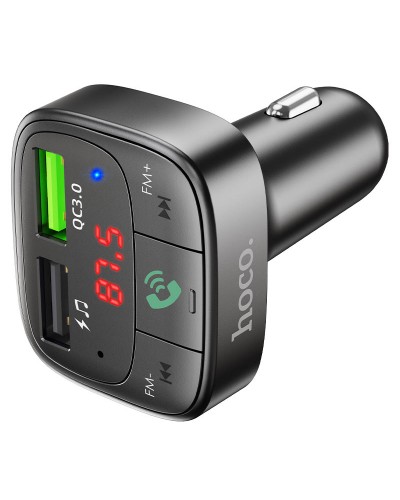 მანქანის დამტენის ადაპტერი HOCO FM transmitterE59 Promise QC3.0 car BT FM transmitterblack