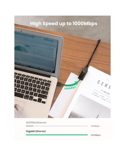 ლან ადაპტერი UGREEN CR111 (20256) USB 3.0 to RJ45 Gigabit Ethernet Adapter, Black