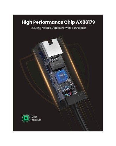 ლან ადაპტერი UGREEN CR111 (20256) USB 3.0 to RJ45 Gigabit Ethernet Adapter, Black