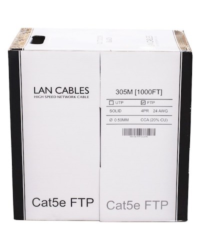 ქსელის კაბელი Nex NEX-5E-FTP-CCA-PE-305M, CAT5e, FTP, Patch Cord, 305m, Black