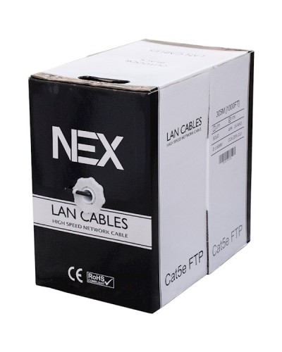 ქსელის კაბელი Nex NEX-5E-FTP-CCA-PE-305M, CAT5e, FTP, Patch Cord, 305m, Black