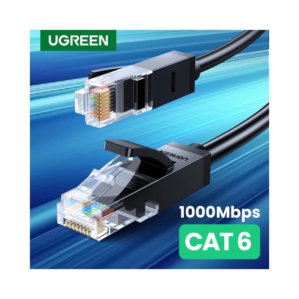 ქსელის კაბელი UGREEN NW102 (20158) Cat 6 Patch Cord UTP Lan Cable, 0.5m, Black