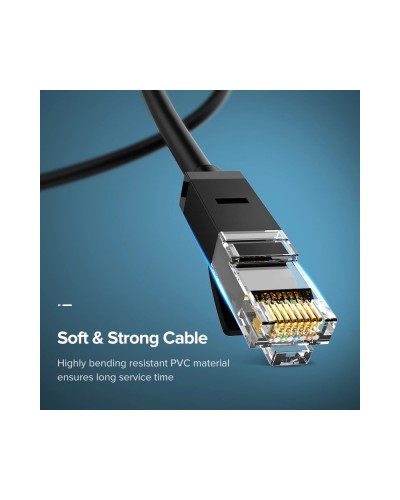 ქსელის კაბელი UGREEN NW102 (20158) Cat 6 Patch Cord UTP Lan Cable, 0.5m, Black