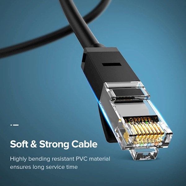 ქსელის კაბელი UGREEN NW102 (20159) Cat6 Patch Cord UTP Lan Cable, 1m, Black