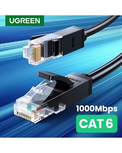 ქსელის კაბელი UGREEN NW102 (20160) Cat6 Patch Cord UTP Lan Cable, 2m, Black
