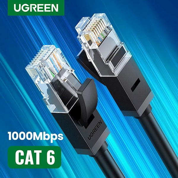 ქსელის კაბელი UGREEN NW102 (20165) Cat6 Patch Cord UTP Lan Cable, 15m, Black