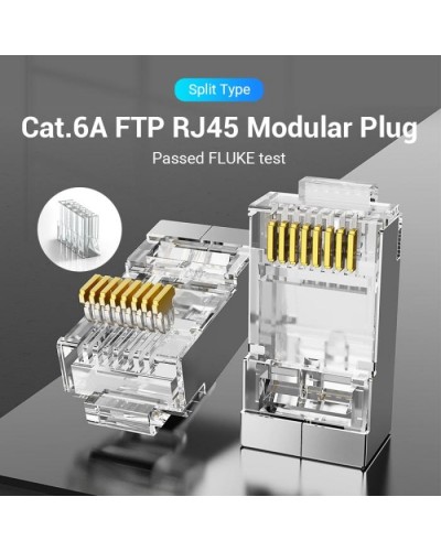 ქსელის ჯეკი Vention Model/Item-NO: Cat.6A FTP RJ45 Modular Plug Transparent 100 Pack