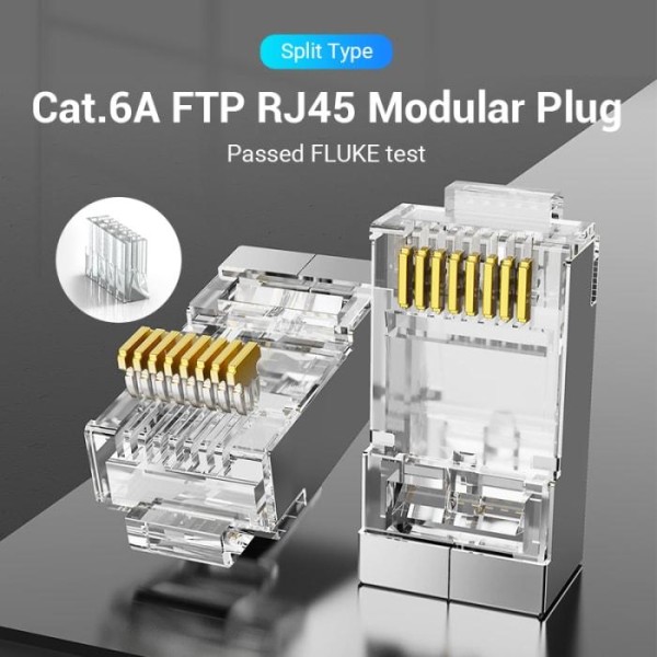 ქსელის ჯეკი Vention Model/Item-NO: Cat.6A FTP RJ45 Modular Plug Transparent 100 Pack