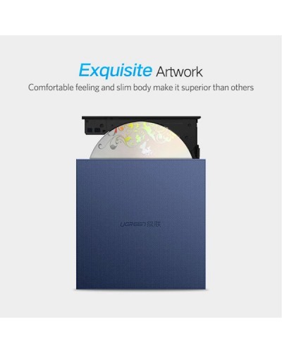 პორტატული DVD ჩამწერი UGREEN CM138 (40576) USB 2.0 Slim External USB DVD Optical Drive Read & Write Blue