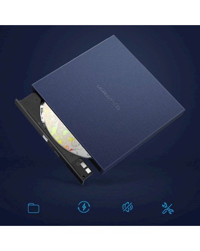პორტატული DVD ჩამწერი UGREEN CM138 (40576) USB 2.0 Slim External USB DVD Optical Drive Read & Write Blue