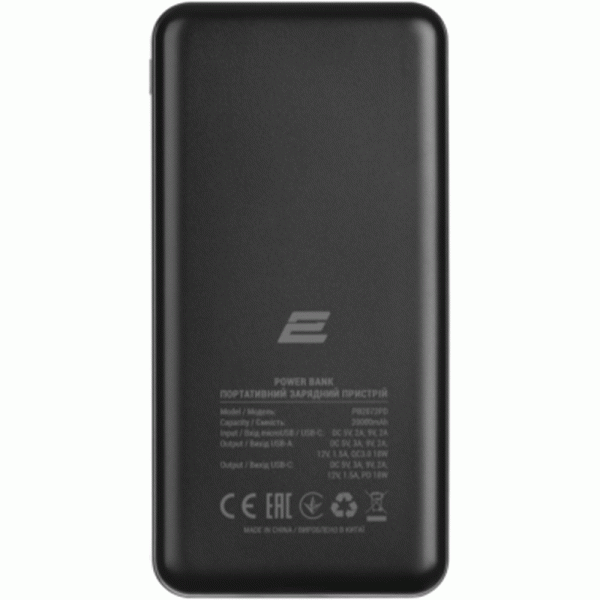 პორტატული დამტენი 2E Power Bank Geometry 20000mAh PD, QC 18W, black 2E-PB2072PD-BLACK