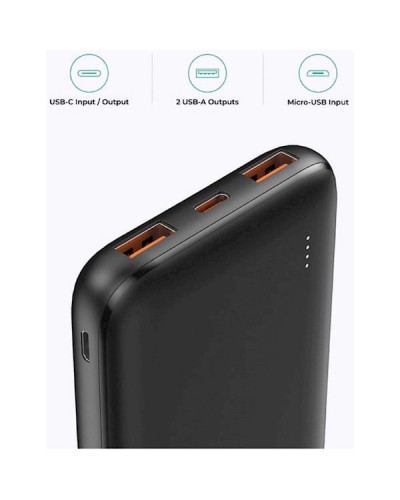 პორტატული დამტენი Aukey PB-N73C, 10000mAh , Type-C, USB-А, Micro USB, Power Bank, Black