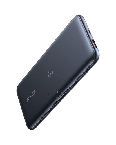 პორტატული დამტენი Aukey PB-WL02, 10000mAh, Type-C, USB-А, Power Bank, Black