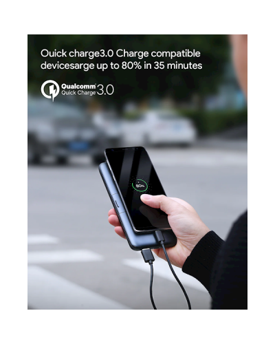 პორტატული დამტენი Aukey PB-WL02, 10000mAh, Type-C, USB-А, Power Bank, Black