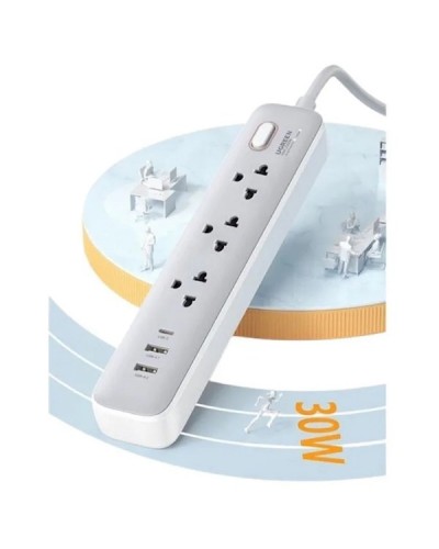 დენის გამანაწილებელი UGREEN CD286 (15143), 30W, 3 Socket, USB-A, USB-C, 1.5m, White
