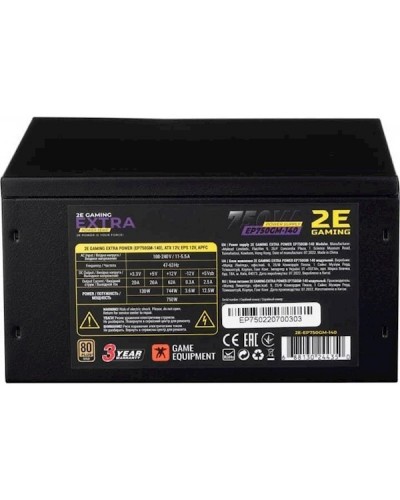 კვების ბლოკი 2E 2E-EP750GM-140, 750W, 80 Plus, Power Supply, Black