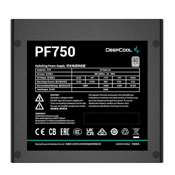 კვების ბლოკი DEEPCOOL PF750 750W PSU With 80Plus Certified ,120mm fan, Hypro Bearing
