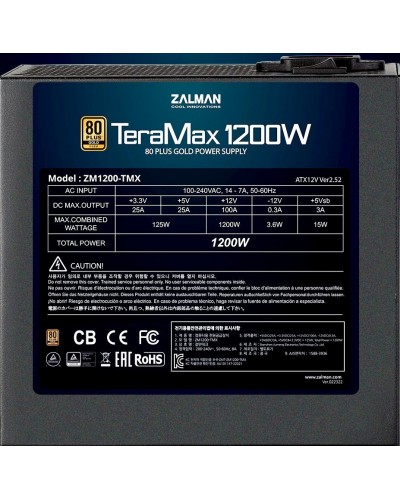 კვების ბლოკი Zalman TeraMax 1200W 80Plus Gold - ZM1200-TMX