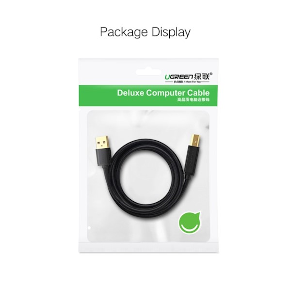 პრინტერის კაბელი UGREEN US135 USB 2 0 AM to BM Print Cable 1,5M Gold-Plated 10350